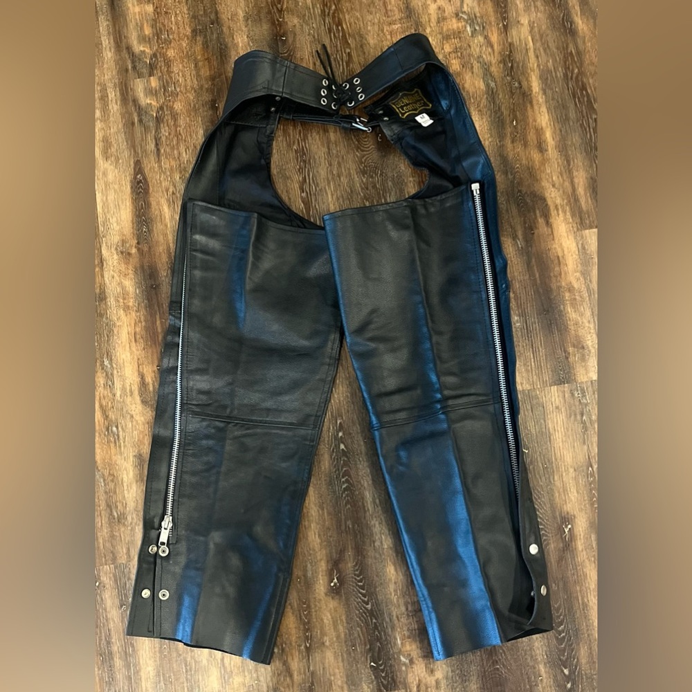 Black Leather Motorcycle Chaps